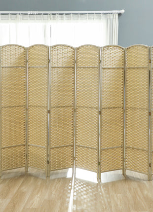 Folding Room Divider Screen 8 Panel 5.6 ' Tall Privacy Screen Freestanding Room Partition for Home Office, Beige