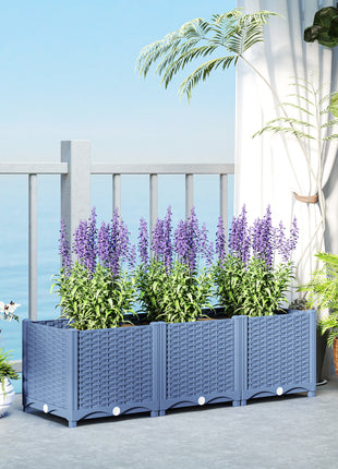Plastic Raised Garden Bed, 4 x 1 x 1 ft Outdoor Flower Box with Drainage Holes for Vegetables, Herbs, Blue