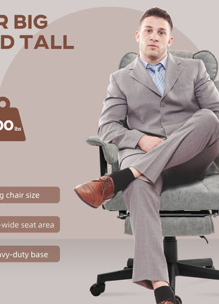 396lbs. Big and Tall Office Chair, Executive Office Chair with Footrest, Lumbar Support, and Reclining Function, Gray