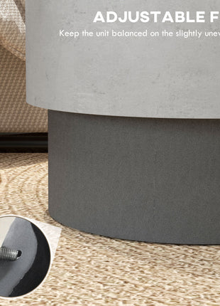 Lightweight Accent Table with Concrete Finish, Round Side Table with 4 Adjustable Feet for Indoor, Outdoor, Gray