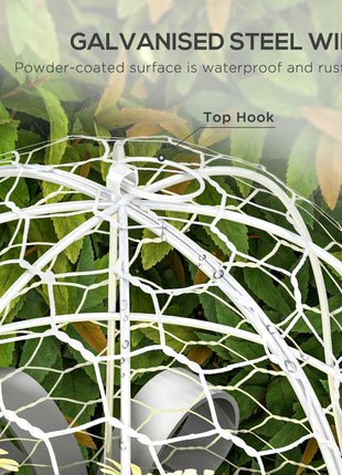 6 Pack Garden Cloches for Plants, 16" x 13" Metal Crop Cage, Plant Cages to Keep Animals Out, White