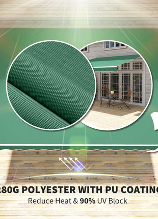 12' x 10' Retractable Awning Patio Awnings Sun Shade Shelter with Manual Crank Handle, 280g/m² UV & Water-Resistant Fabric and Aluminum Frame for Deck, Balcony, Yard, Green