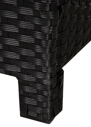 20" Patio Wicker Ottoman, Multipurpose Outdoor PE Rattan Footrest, Additional Seating, Side Table with Soft Cushion, Black, Cream White
