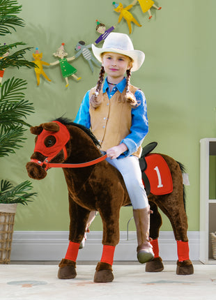 Ride on Horse for Kids 3-8 Years Old w/ Neighing Sound, Saddle & Stirrups