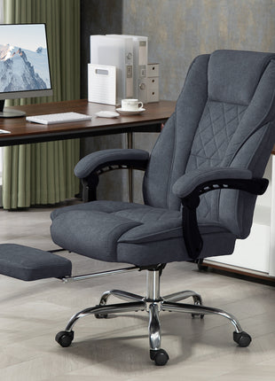Massage Office Chair, Heated Reclining Computer Chair with Adjustable Height and Footrest, Charcoal Gray