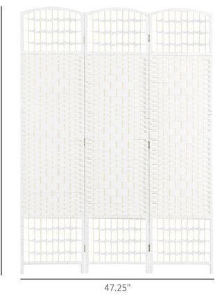 3 Panel Folding Room Divider Portable Privacy Screen Wave Fiber Room Partition for Home Office White