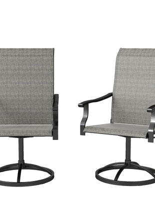 Patio Swivel Chairs Set of 2, High Back Patio Dining Chairs with All-Weather Mesh for Backyard, Lawn, Garden, Gray