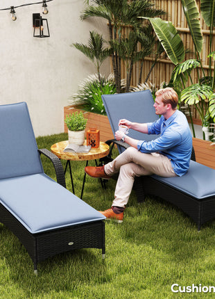 Foldable Chaise Lounge Cushion Set of 2, Outdoor Lounge Chair Cushion Set, UPF50+ 200gsm Fabric, 76" x 23", Blue