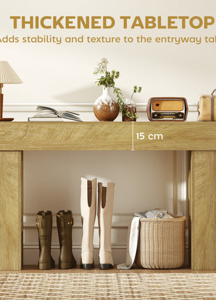 63 Inch Console Table, Sofa Table Behind the Couch with Thickened Tabletop for Living Room, Hallway, Entrance, Oak