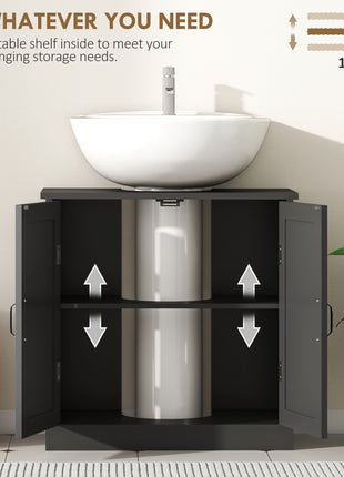 Bathroom Sink Cabinet, Pedestal Sink Cabinet with Adjustable Shelf, Black