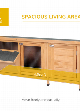Large Bunny Hutch, Rabbit Cage with 2 Outside Areas and 1 Main House for Small Animals, Yellow