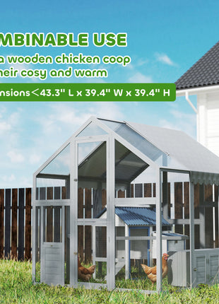 Large Wooden Chicken Run with Waterproof & Anti-UV Cover, for 6-8 Chickens, for Backyard, Farm, 5.5' x 6' x 6'