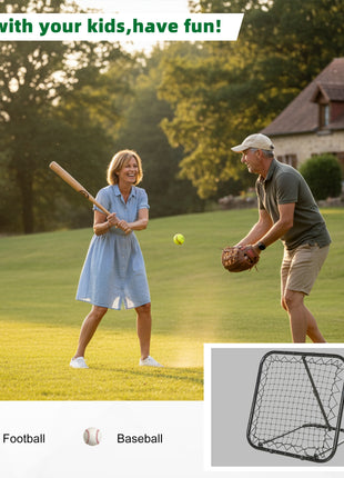 Soccer Rebounder Net, 3' x 3', Angle Adjustable Portable Training Goal Net with Quick Folding Design, Sturdy Metal Tube