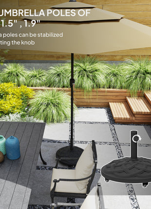 Round Patio Umbrella Base with Wheels, 44 lbs Resin Umbrella Stand Base, Heavy Duty Patio Umbrella Holder for 1.3"/1.5"/1.9" Umbrella Poles for Outdoor, Lawn, Poolside, Black