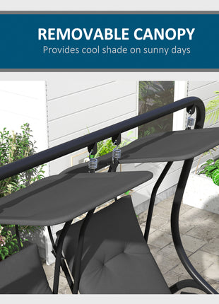 2-Seater Outdoor Porch Swing with Canopy, Patio Swing Chair for Garden, Poolside, Backyard, Gray