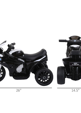 6V 3 Wheeled Electric Motorcycle, Kids Motorcycle Licensed BMW with Headlight, Music, Black