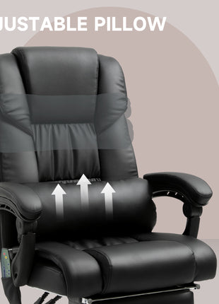 Massage Office Chair with 6 Vibrating Points, High Back Reclining Office Chair with Footrest and Remote, Black