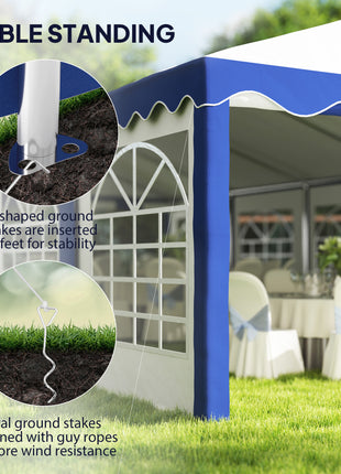 16.5' x 33' Large Party Tent, Heavy Duty Outdoor Canopy Tent with Removable Sidewalls, 10 Windows, Blue
