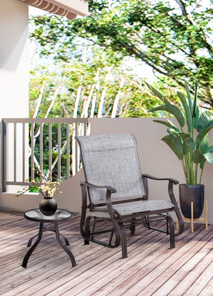 Outdoor Glider Chair, Gliders for Outside Patio with Steel Frame and Mesh Fabric for Backyard, Garden, and Porch, Gray