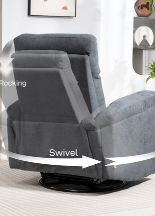 Recliner Chair, Wide Swivel Rocker Chair, Overstuffed Single Sofa with Pocket Spring, Footrest, Quick Assembly, Gray