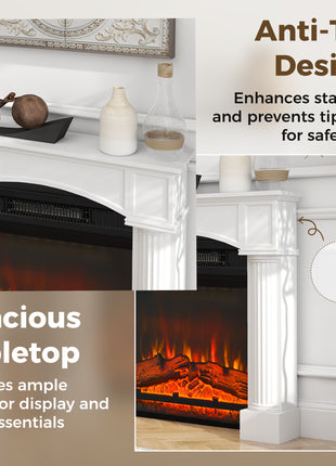 Modern Fireplace Mantel, Freestanding Fireplace Surround for Electric Fireplaces, 43.3" W x 39.8" H, White