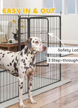 Dog Playpen for Indoor Outdoor, 24 Panels 39" H Puppy Playpen with Lockable Door, DIY Shape Pet Exercise Fence, Gray