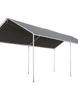 9.6' x 19.5' Carport Heavy Duty Galvanized Car Canopy w/ Included Anchor Kit, 3 Reinforced Steel Cables, Gray