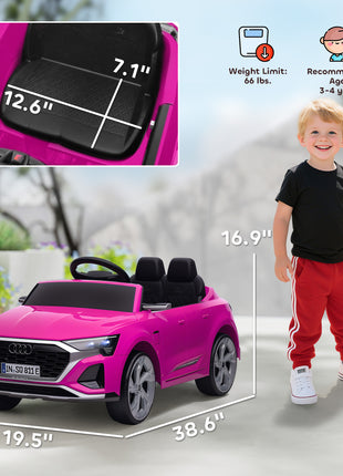 Audi Q8 e-tron Sportback Licensed 12V Battery Powered Kids Electric Car w/ Spring Suspension, Soft Start, Pink