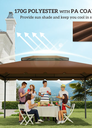 Model 84C-101 or 84C-144 13' x 10' Gazebo Replacement Canopy, Gazebo Top with Double Vented Roof (TOP ONLY), Coffee