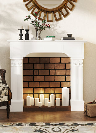 Baroque Fireplace Mantle, Freestanding Fireplace Surround for Electric Fireplaces, 43.3" W x 42.8" H, White