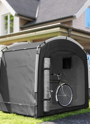 Bike Storage Shed Tent, Portable and Waterproof with 210D Oxford Fabric and Carry Bag for 3-4 Bicycles, Black