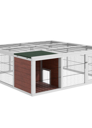 64" Wooden Outdoor Rabbit Hutch Playpen Tortoise House Habitat with Run and Enclosed Cover