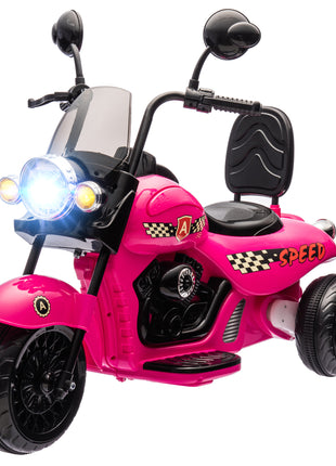 6V 3 Wheel Electric Motorcycle for Kids, Battery Powered Motorbike w/ Headlights, Music, Forward & Reverse, Pink