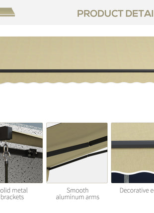 10' x 8' Retractable Awning, 280gsm UV Resistant Sunshade Shelter for Deck, Balcony, Yard, Beige