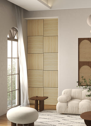 24" x 24" Wood Panels for Wall, 4 Pack Acoustic Panels, Sound Absorbing Slat Wall for Wall Decor, Home, Oak