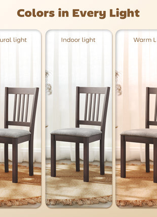 Dining Chairs Set of 2 Linen Upholstered Kitchen Chairs with Rubberwood Legs for Dining Room Living Room Espresso Gray