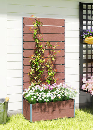 Trellis Planter for Climbing Plants, Raised Garden Bed with Trellis, Planter Box for Outdoor, 28.25" x 15" x 59", Brown