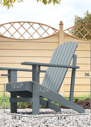 Oversized Adirondack Chair, Outdoor Fire Pit and Porch Seating, Classic Log Lounge w/ Built-in Cupholder, Dark Gray