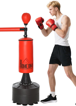 Boxing Bag, Freestanding Punching Bag with Speed Ball, Rotating Boxing Bar and Gloves, Weighted Base