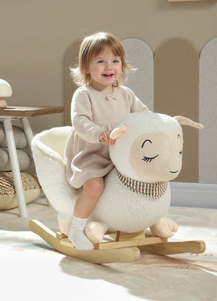 Baby Rocking Horse, Sheep Rocking Horse with Lullaby Song for Toddlers 18–36 Months, White