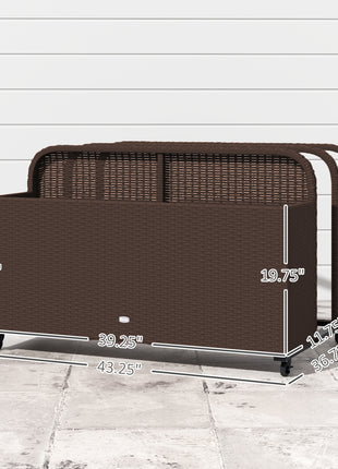 PE Rattan Pool Float Storage Organizer with Wheels, Brown