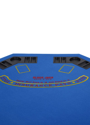 Poker Table Foldable, 47" Octagon Blackjack Poker Game Table for 8 Players with Cup Holders and Chips Tray, Blue Felt