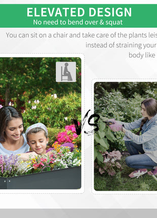 Metal Raised Garden Bed, Elevated Planter Box with Legs and Drain Holes, 39" x 12" x 32", Dark Gray