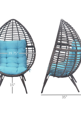 Rattan Egg Chair with Cushion, Sky Blue