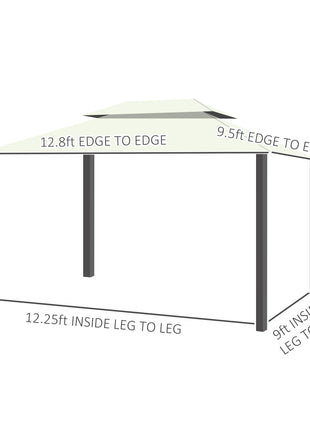 10' x 13' Patio Gazebo, Aluminum Frame Double Roof Outdoor Gazebo Canopy Shelter with Netting & Curtains, Cream White