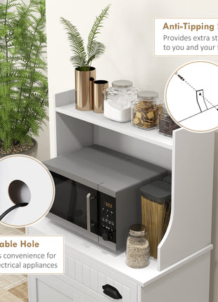 Kitchen Microwave Cabinet with Drawer, Cabinet and Adjustable Shelf, Buffet Cabinet with Hutch for Dining Room, White