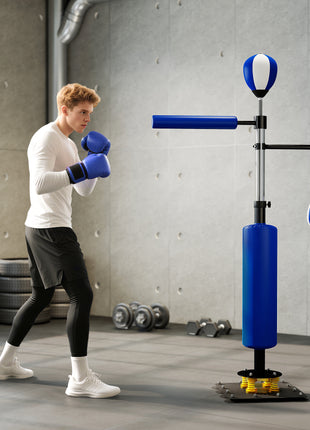 4.6'-6.7' Speed Bag Boxing Bag Stand, Reflex Bag Boxing Training Equipment, Speed Punching Bag, Blue