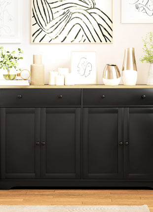 Modern Sideboard, Buffet Cabinet with Storage Drawers, Adjustable Shelves for Living Room, Dining Room, Entryway, Black