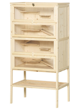 5-Tier Wooden Hamster Cage Mice Habitat Rat Habitat with Openable Top, Front Door and Storage Shelf