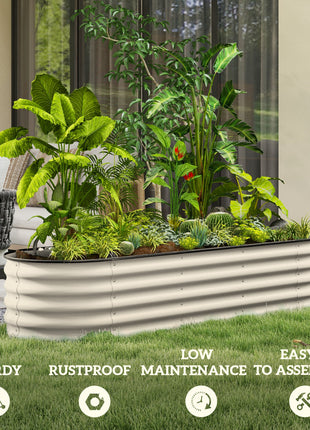 6.4' x 2' x 1.4' Galvanized Raised Garden Bed Kit, Metal Planter Box with Safety Edging, Cream
